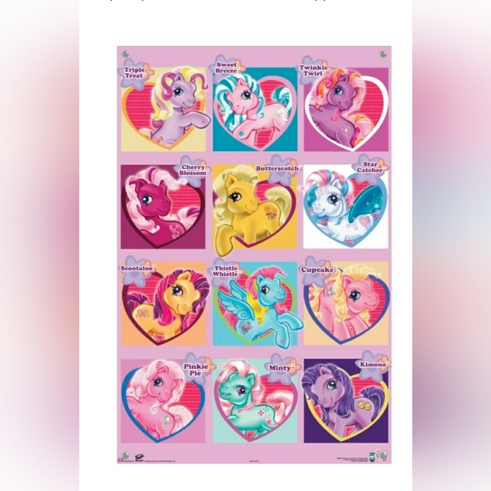 NEW Vintage NWT My Little Pony 2005 Wall Poster Chart Of Ponies Never Unrolled